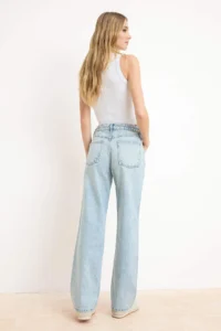 TRENDYOLMİLLA Mavi High Waist Straight/Plain Kesim 100% PamukluJeans - Image 4