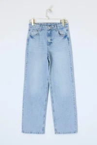TRENDYOLMİLLA Mavi High Waist Straight/Plain Kesim 100% PamukluJeans - Image 5