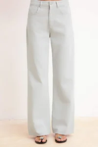 TRENDYOLMİLLA Gray Draped High Waist 100% Cotton Wide Leg jeans - Image 3