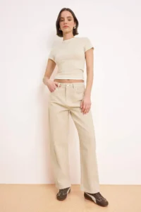 TRENDYOLMİLLA Mink High Waist barrel Fit 100% Cotton jeans