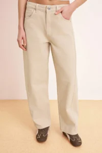 TRENDYOLMİLLA Mink High Waist barrel Fit 100% Cotton jeans - Image 3