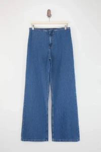 TRENDYOLMİLLA Teen Blue Flowy Tencel Blended Waist Detailed Regular Waist Wide Leg jeans - Image 5