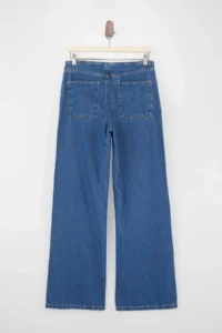 TRENDYOLMİLLA Teen Blue Flowy Tencel Blended Waist Detailed Regular Waist Wide Leg jeans - Image 6