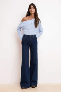 TRENDYOLMİLLA Dark Blue High Waist Middle Flexible Wide Leg Wide Leg jeans - Image 2