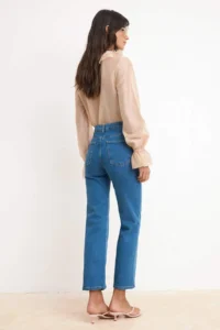TRENDYOLMİLLA Mavi High Waist Middle Flexible Straight Plain Kesim jeans - Image 4