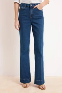TRENDYOLMİLLA Dark Blue High Waist Iron Trace Less Flexible Wide Leg jeans - Image 3