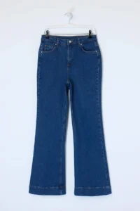 TRENDYOLMİLLA Dark Blue High Waist Iron Trace Less Flexible Wide Leg jeans - Image 5