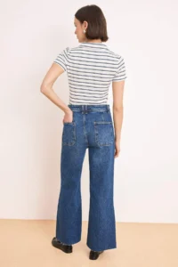 TRENDYOLMİLLA Dark Blue High Waist Less Flexible culotte Ankle Size jeans - Image 4