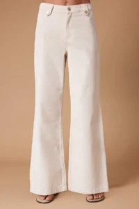 TRENDYOLMİLLA Ecru Draped Belt Detailed 100% Cotton High Waist Wide Leg jeans - Image 3