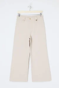 TRENDYOLMİLLA Ecru Draped Belt Detailed 100% Cotton High Waist Wide Leg jeans - Image 6