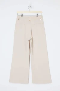 TRENDYOLMİLLA Ecru Draped Belt Detailed 100% Cotton High Waist Wide Leg jeans - Image 7