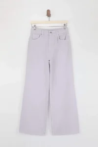 TRENDYOLMİLLA Lilac Draped High Waist 100% Cotton Wide Leg jeans