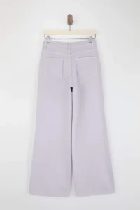 TRENDYOLMİLLA Lilac Draped High Waist 100% Cotton Wide Leg jeans - Image 2