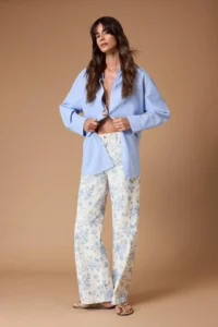 TRENDYOLMİLLA Multicolored Flowy Floral Printed 100% Cotton High Waist Wide Leg jeans - Image 2