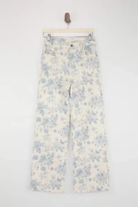 TRENDYOLMİLLA Multicolored Flowy Floral Printed 100% Cotton High Waist Wide Leg jeans - Image 5