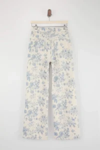 TRENDYOLMİLLA Multicolored Flowy Floral Printed 100% Cotton High Waist Wide Leg jeans - Image 7