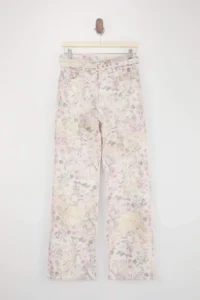TRENDYOLMİLLA Multicolored Flowy Floral Printed 100% Cotton High Waist Wide Leg jeans