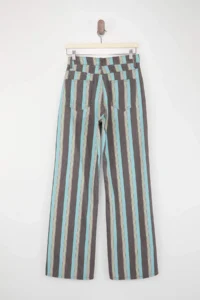 TRENDYOLMİLLA Multicolored Draped Striped Printed 100% Cotton High Waist Wide Leg jeans - Image 6