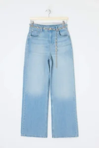 TRENDYOLMİLLA Mavi Arched 100% Cotton High Waist Wide Leg jeans