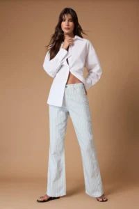 TRENDYOLMİLLA Multicolored Draped Striped High Waist Straight Plain Cut jeans