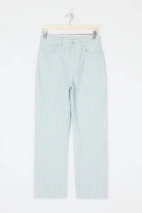 TRENDYOLMİLLA Multicolored Draped Striped High Waist Straight Plain Cut jeans - Image 5