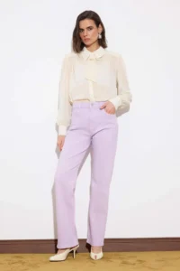 TRENDYOLMİLLA Limited Edition Lilac High Waist Straight jeans - Image 3