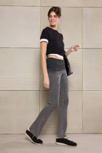 TRENDYOLMİLLA Teen Anthracite Flare/flared leg Washable Regular Waist LONG Ribbed Knitting Pants - Image 2