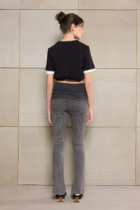 TRENDYOLMİLLA Teen Anthracite Flare/flared leg Washable Regular Waist LONG Ribbed Knitting Pants - Image 4