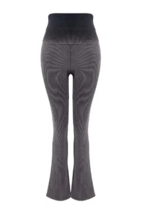 TRENDYOLMİLLA Teen Anthracite Flare/flared leg Washable Regular Waist LONG Ribbed Knitting Pants - Image 5