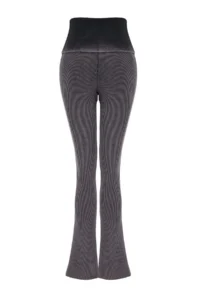 TRENDYOLMİLLA Teen Anthracite Flare/flared leg Washable Regular Waist LONG Ribbed Knitting Pants - Image 6