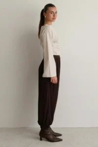 TRENDYOLMİLLA Brown Satin Crush Shalwar Pants - Image 2