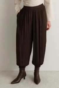 TRENDYOLMİLLA Brown Satin Crush Shalwar Pants - Image 3