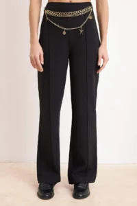 TRENDYOLMİLLA Black Stone Belt Detailed Wide Leg/Wide Leg Pants - Image 3