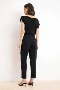 TRENDYOLMİLLA Black Premium Back Elastic Waist Carrot Button Detailed Dress Pants - Image 4