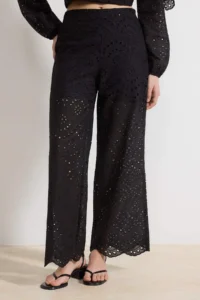TRENDYOLMİLLA Black embroidery Lined Straight/Plain Kesim Pants - Image 3