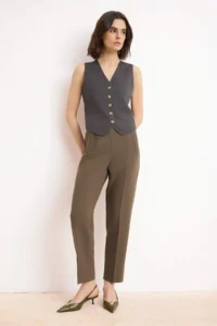TRENDYOLMİLLA Mink Premium High Waist Cigarette Pattern Pensli Bilek Size Material  Pants