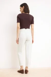 TRENDYOLMİLLA White Premium High Waist Cigarette Pattern Pensli Bilek Size Dress Pants - Image 4