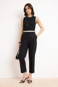 TRENDYOLMİLLA Black Premium Satin Surface Cigarette Dress Pants