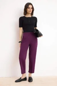 TRENDYOLMİLLA Plum Premium Satin Surface Cigarette Dress Pants