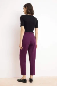 TRENDYOLMİLLA Plum Premium Satin Surface Cigarette Dress Pants - Image 4