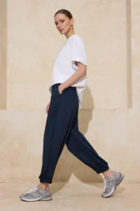TRENDYOLMİLLA Anthracite Carrot/Salwar Shirred Regular Waist Pique Knitting Pants - Image 2