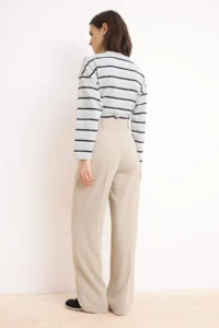 TRENDYOLMİLLA Beige Premium Draped Wide Leg/Wide Leg Dress Pants - Image 4