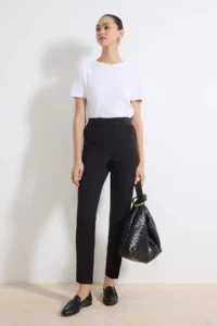 TRENDYOLMİLLA Black Elastic Waist Weaving Cigarette Pants