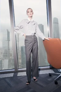 TRENDYOLMİLLA Limited Edition Anthracite Zipper Closure Straight/Plain Cut Dress Pants