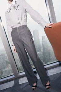 TRENDYOLMİLLA Limited Edition Anthracite Zipper Closure Straight/Plain Cut Dress Pants - Image 2