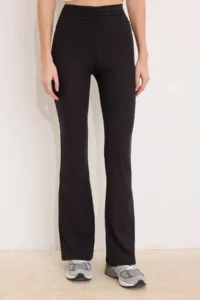 TRENDYOLMİLLA Black Flare/flared leg Ruffle Detailed High Waist LONG Ribbed Flexible Knitting Pants - Image 3