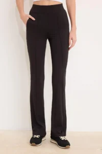 TRENDYOLMİLLA Black Flare/flared leg ribbed High Waist LONG Scuba Knitting Pants - Image 3