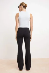 TRENDYOLMİLLA Black Flare/flared leg Regular Waist Scuba Knitting Pants - Image 4