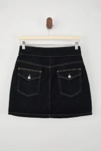TRENDYOLMiLLA Teen Dark Blue Waist Detailed 100% Cotton Denim Shorts Skirt - Image 8