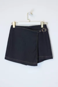 TRENDYOLMiLLA Dark Blue Accessory Detailed Ekstra Flexible denim Shorts Skirt - Image 5